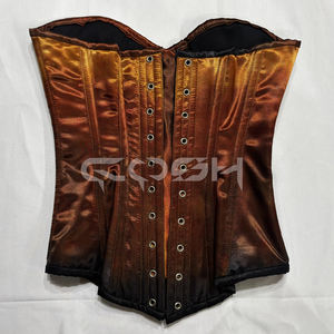 Corset de mode en satin marron ombré de qualité supérieure, imprimé nude, avec baleines en acier, bonnets arrondis et fermeture frontale à busc - Product Image 5