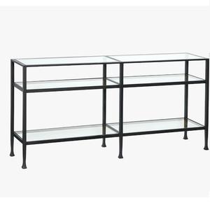 Canapé de chambre à coucher en bois d'acacia de couleur noire, Table de Console en bois décorative faite à la main pour la décoration intérieure du salon - Product Image 2