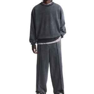 Sweat-shirts décontractés unisexes en deux pièces, design personnalisé, 3D, poids lourd, pour l'hiver, lavage à l'acide, surdimensionnés, épaules tombantes, tissu en coton éponge - Product Image 4