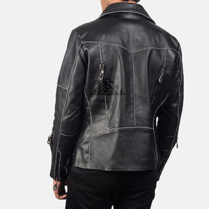แจ็กเก็ตหนังผู้ชายมาใหม่คลาสสิกพร้อมซิปปิดด้านหน้าและวัสดุที่ทนทานเหมาะสำหรับตัวแทนจำหน่ายบูติก - Product Image 6