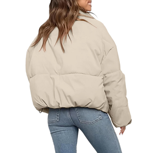 2024 unisexe vente chaude 100% Polyester fermeture éclair bouffante veste Logo personnalisé en gros Baggy élégant surdimensionné hommes chaud coton - Product Image 2