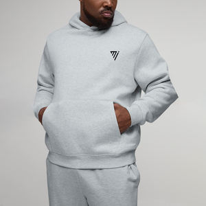 Sweat à capuche épais en coton lourd 500 g/m², gris uni, pour homme, avec logo personnalisé, de haute qualité, par Marfa International - Product Image 1