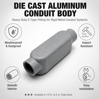 Boîtier de conduit Type C de 1 pouce en aluminium moulé sous pression avec couvercle en acier estampé, fileté, pour tirage de câbles, conforme aux normes RMC IMC CSA NEC