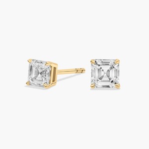 Pendientes de diamantes cultivados en laboratorio con corte Asscher geométrico de 1.00 quilates en oro macizo de 14 quilates para bodas, compromisos y fiestas. - Product Image 1