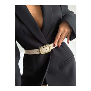 Cinturón de gamuza con hebilla cuadrada y accesorio de estrella para mujer, cinturón para pantalón, chaqueta o camisa - Beige-antiguo - Product Image 1