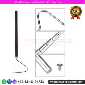 Crochet à serpents en acier inoxydable argenté, outil de capture réglable à long manche, pince de capture - Product Image 3