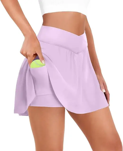 ชุดเล่นเทนนิสเอวสูงสำหรับวิ่งโทรศัพท์ชุดเล่นเทนนิสมีจีบแบบกำหนดเองได้ - Product Image 1