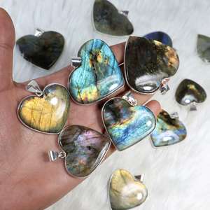 Hermosa forma de corazón Multi labradorita piedra preciosa colgante joyería a granel venta al por mayor bisel colgante joyería - Product Image 1