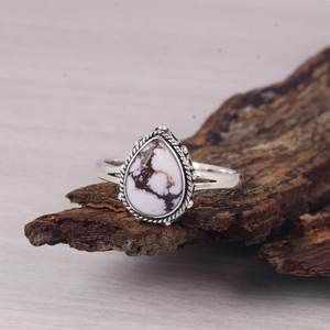 Anillo de Plata de Ley con Turquesa y Jaspe de Caballo Salvaje, Anillo de Diseño Bohemio de Lujo, Joyería de Piedras Preciosas Hecha a Mano para Regalo de Boda - Product Image 4