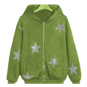 Full Zipper Up Rhinestones HoodiesYour Own Design Customized Trendy Hoodies - Product Image 1
