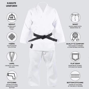Durable Men's Karate Gi Sets Premium Spandex/Poliéster Uniforme Ligero Secado rápido Diseñado para principiantes de artes marciales - Product Image 4