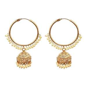 Kriaa <b>Fine</b> <b>Cuff</b> <b>Earrings</b> 1313038 Gold Plated Pearl Jhumki for Women - Product Image 1