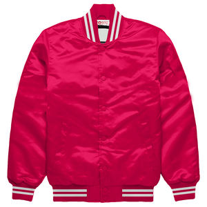 Vestes universitaires nostalgiques Letterman Baseball Blouson bombardier en satin rose vif avec doublure matelassée de qualité supérieure pour un style classique - Product Image 1