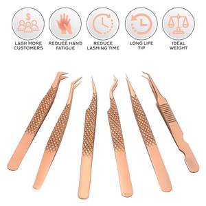 GEMSTONE ENTERPRISES Professional Customized Packaging Eyelash Tweezer Kit Stainless Steel Volume Lash Tweezers Custom Logo - Product Image 5