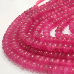 Tourmaline rose naturelle Quartz Rondelle plaine lisse perles de pierres précieuses vendues par brin 8 pouces de long - Product Image 1