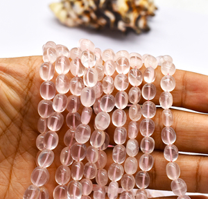 ธรรมชาติโรสควอตซ์รูปไข่เกลือกกลิ้งลูกปัดสร้อยคอสำหรับการทำเครื่องประดับที่มีคุณภาพสูงสุดอัญมณีกึ่งมีค่า - Product Image 6