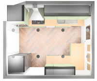 Meubles de cuisine en bois massif de chêne en forme de L, design moderne minimaliste, fabrication sur mesure Alvin, design complet, écologique, résistant à l'eau