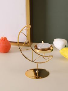 Venta al por mayor de candelabro de metal con forma de luna creciente, superventas, accesorio de decoración del hogar, regalos estéticos, Navidad sin llama - Product Image 3