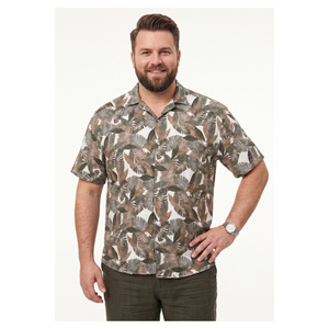 Chemise d'été basique en viscose naturelle blanche respirante grande taille pour homme à manches courtes coupe ample col montant boutonnée décontractée - Product Image 2