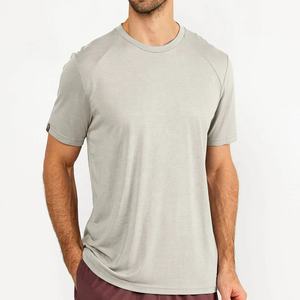 เสื้อยืดกีฬาโอเวอร์ไซส์ผ้าคอตตอน100% สำหรับผู้ชายแบบลำลองกันกลิ่นไม้ไผ่นุ่มกำหนดขนาดเองได้สำหรับกลางแจ้งเสื้อถักแบบแห้งเร็ว - Product Image 1