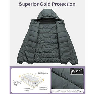 Veste matelassée légère pour femmes grande taille, veste d'hiver chaude et pliable, avec capuche imperméable et coupe-vent - Product Image 3