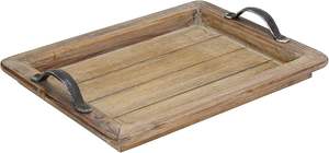 Bandeja para servir de madera artesanal, ideal para té, café y desayuno en la cama, bandeja de madera rústica con asas al mejor precio - Product Image 6