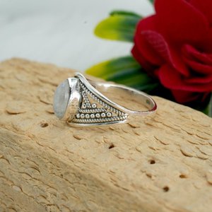 ทำด้วยมืออัญมณีมูนสโตนแหวนซ้อนกันได้เงินสเตอร์ลิงธรรมชาติเครื่องประดับชั้นดีสำหรับผู้หญิงของขวัญที่สมบูรณ์แบบสำหรับเธอ - Product Image 2