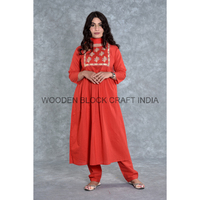 Élégant Salwar Kameez long en coton tissé, 2 pièces, longueur midi, pour femme, nouvelle tendance, style indien pakistanais, taille naturelle, boutonné, lavable, idéal pour les fêtes