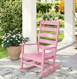 Fauteuil à bascule d'extérieur en bois rose, design traditionnel avec dossier solide et durable pour usage en jardin - Product Image 4