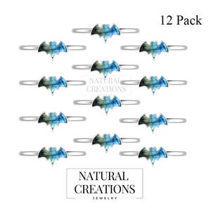 Bague classique en argent sterling 925 avec serti clos, zircon naturel en forme de chauve-souris 7 mm, empilable, pour mariage, anniversaire, bijoux unisexe, lot de 12 - Product Image 2