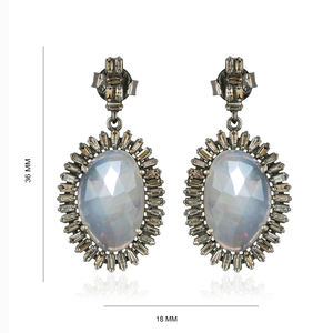 14k Gold Baguette Diamond Designer Drop <b>Earrings</b> <b>Opal</b> Gemstone 925 Silver Dangle <b>Earrings</b> Women's Jewelry Wholesale - Product Image 1