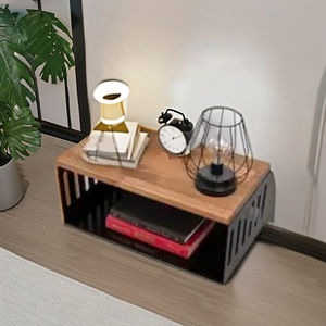 Table de chevet flottante en bois moderne écologique fait à la main avec 2 tiroirs pour chambre salon et bureau à domicile - Product Image 1