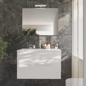 Mueble de Baño Suspendido en Pared, Color Blanco Marsella, con Frente Acanalado, 100 cm - Product Image 4