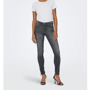 Haute dames maigre mi-taille jean dernière conception Denim gris bas fermeture éclair Stretch crayon Denim pantalon poches hautes en coton - Product Image 3