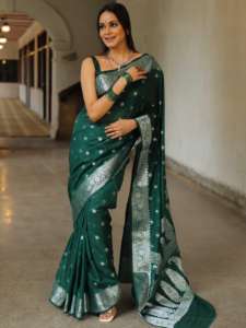 Party Wear Kadi Georgette Saree con Platino Zari Tejido Y rico pallu - Product Image 3