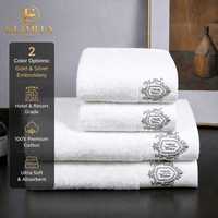 Ensemble de serviettes de bain d'hôtel 100% coton, épaisses et absorbantes, serviettes de toilette blanches pour spa, salon, salle de sport, maison d'hôtes, logo personnalisé de luxe