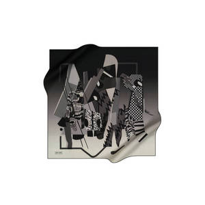 Vintage Fashion Square Scarf-Black Polyester Floral Bows Plaid Camouflage Pattern - Product Image 1