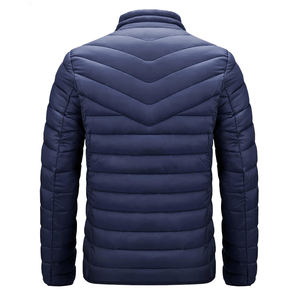 Personnalisé 2024 hommes col montant fermeture éclair manteau d'hiver couleur unie décontracté épais chaud bouffantes vestes toile Logo personnalisé nouveauté - Product Image 2