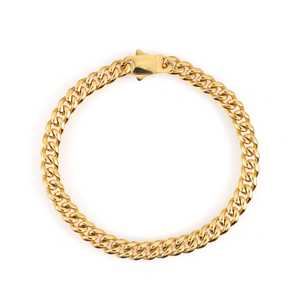 กำไลข้อมือแบบ Cuban Link ขนาด 6 มม. ชุบทอง 14K ดีไซน์เรขาคณิตทันสมัย สไตล์ศาสนา ทำจากสแตนเลส ทองแดง ทองเหลือง ประดับมุก เพชร เหมาะสำหรับเป็นของขวัญ - Product Image 1