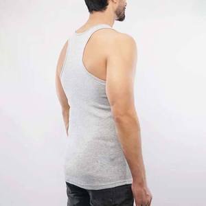 Débardeur gris sans manches pour homme, col rond, décontracté, en coton tricoté, couleur unie, coupe ajustée - Product Image 3