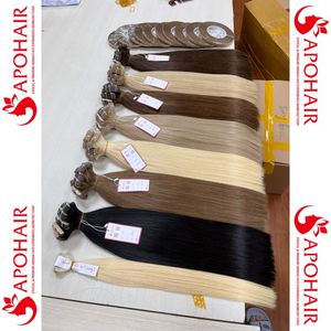 Extensiones de cabello con cinta Remy rusa de 8 pulgadas al por mayor doble dibujado 1B Color cutícula alineada onda natural cabello humano estirado - Product Image 4