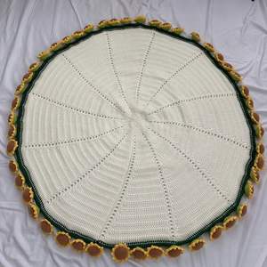Handmade Cotton Crochet Blanket with Sunflower Lily of Valley Rose <b>Bouquet</b> Custom <b>Artificial</b> Flowers Textile & Fabric Craft - Product Image 4