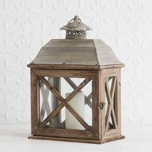 Linternas de vela de madera plateada Vintage para interior y exterior, sala de Estar, comedor, uso navideño, granja, decoración navideña - Product Image 6