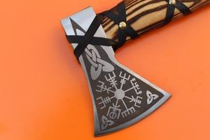 ขวานเหล็กคาร์บอนสูง1095ขวานนูนเกรดดามัสกัสพร้อมที่จับไม้สำหรับการตั้งแคมป์กลางแจ้งเครื่องมือ DIY ใช้ในอุตสาหกรรม - Product Image 3