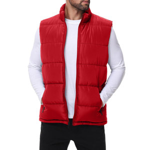 Customized Logo Men's Running <b>Walking</b> Hiking Lightweight Full Zip Sleeveless Puffer <b>Padded</b> Vest with Zipper Pockets - Product Image 1