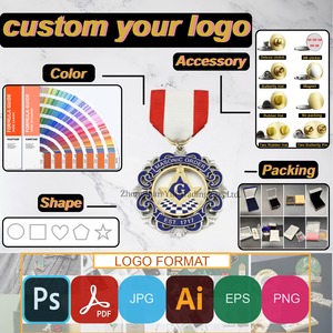 Badge Métallique de Cérémonie Style Maçonnique Personnalisé avec Logo Maçonnique, Coffret Cadeau de Luxe pour Collection Souvenir de Loge - Product Image 2