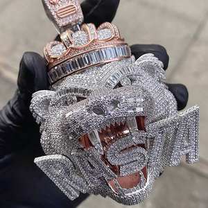 Colgante de Tigre Rey Personalizado con Incrustaciones de Diamantes de Imitación VVS, Joyería Hip Hop de Lujo - Product Image 2