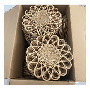 Plaques de présentation en rotin naturel vintage pour votre table de mariage de 99 GD, napperons de table en rotin Offres Spéciales de haute qualité - Product Image 1