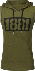 Débardeur athlétique en coton léger pour hommes, tricoté à capuche sans manches, chemises d'entraînement pour la course avec logo personnalisé - Product Image 4