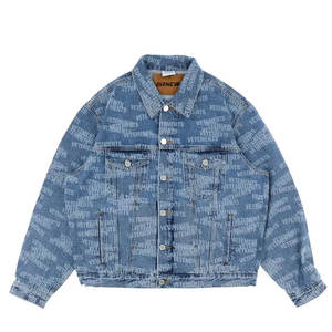 Chaqueta vaquera holgada para hombre, versión personalizada, distribución aleatoria de algodón con estampado de letras, servicio OEM delgado de dibujos animados - Product Image 3